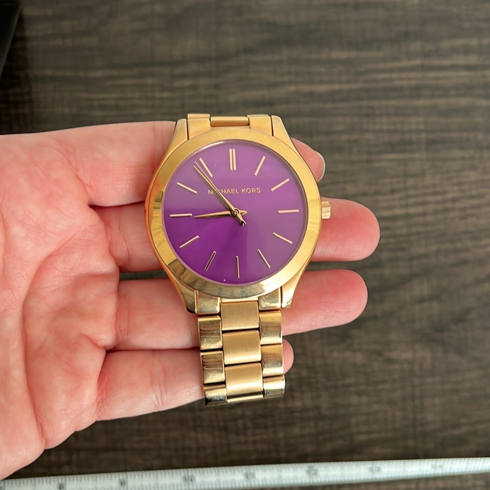 Rose gold and purple Michael Kors watch